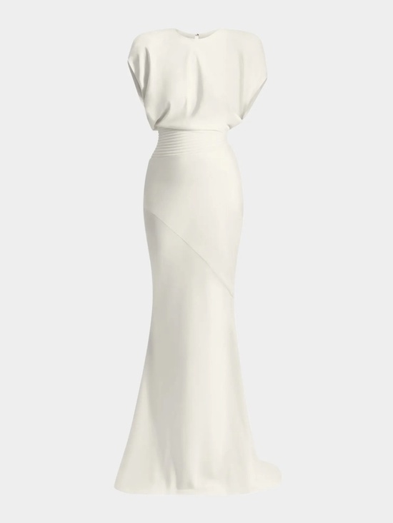 Zhivago Dresses & Skirts - Zhivago Women's Ivory Bond Draped Stretch Satin Mermaid Gown Dress Size 12